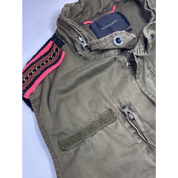 Maison Scotch by Scotch & Soda Cargo Utility Vest Olive Green Medium Drawstring - Picture 10 of 15